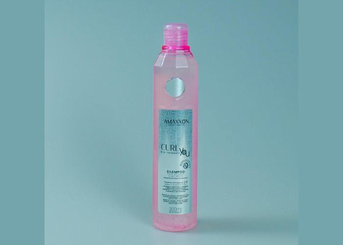 Shampooing CurlYou Bio Therapy 300 ml pour cheveux bouclés, flacon rose translucide Amaxxon